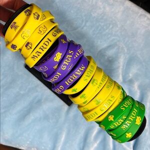NEW Mardi Gras Silicone Bracelets – 24 Total (Purple, Green & Yellow) Party Favo